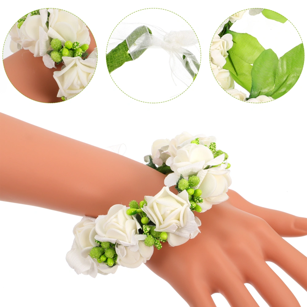 1 Set of Wedding Wristband Decorative Wreath Floral Wristband Adornment (White)