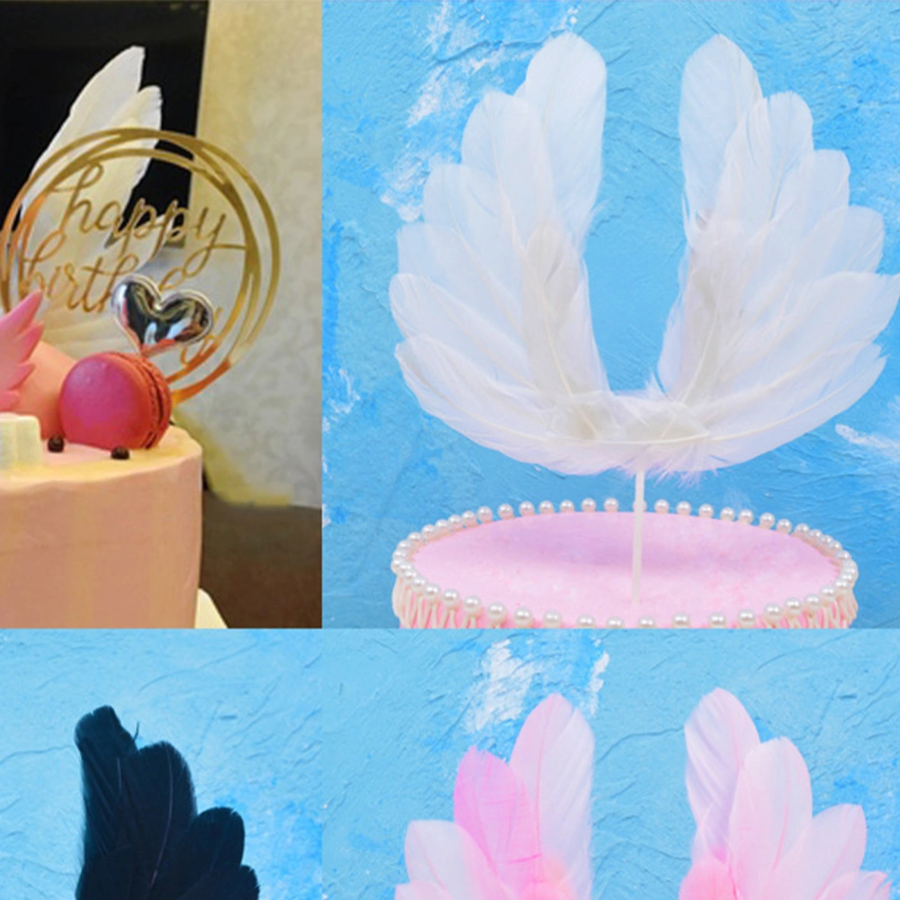 5pcs Exquisite Angel Wing Cake Decor Lovely Cupcake Toppers Dessert Picks for Wedding Party Baby Shower Birthday (Pink)