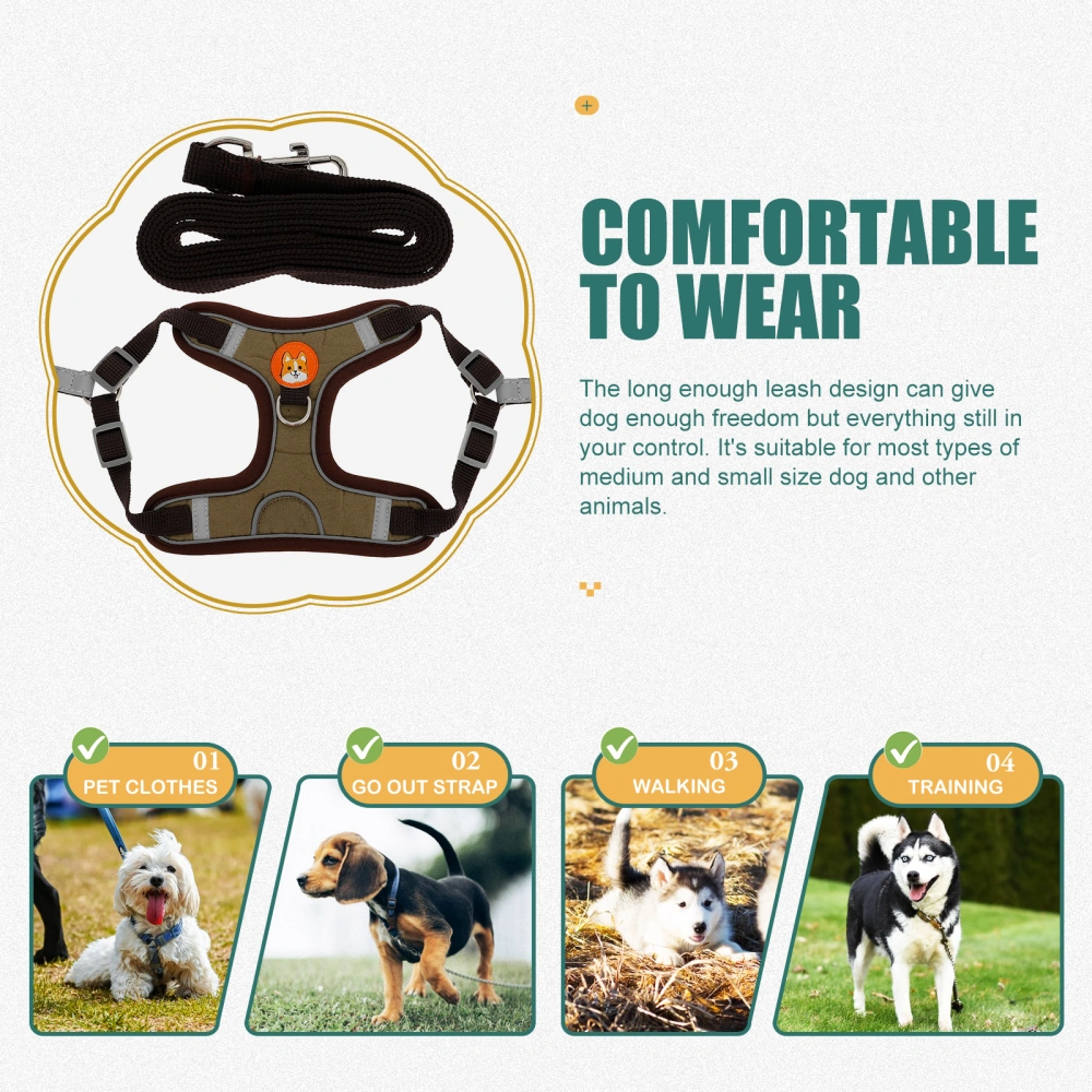 1 Set Outdoor Dog Harness Puppy Harness Leash Wear-resist Dog Harness Pet Harness Kit