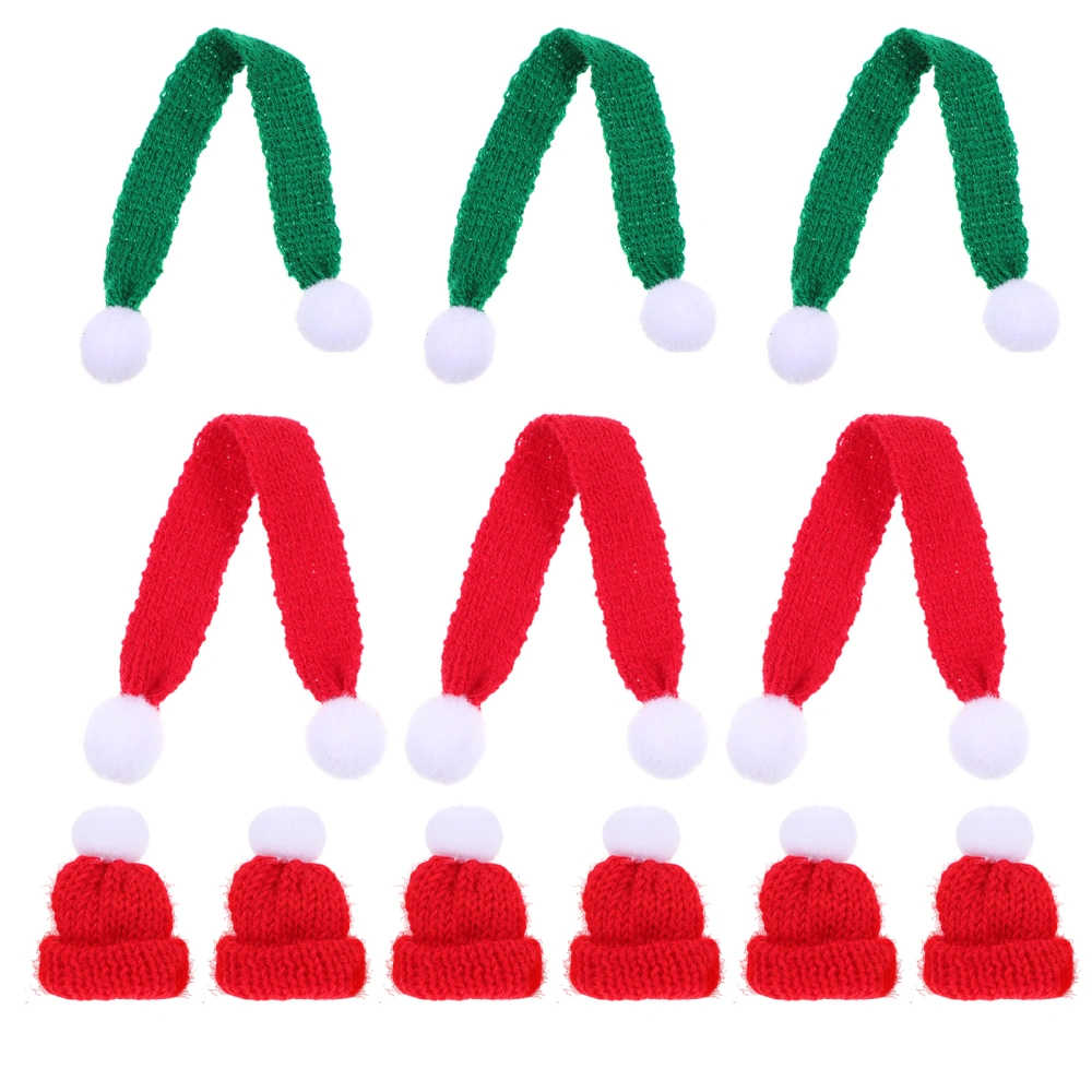 12Pcs Lovely Knitted Decor Christmas Ornament Mini Christmas Craft for Bottle