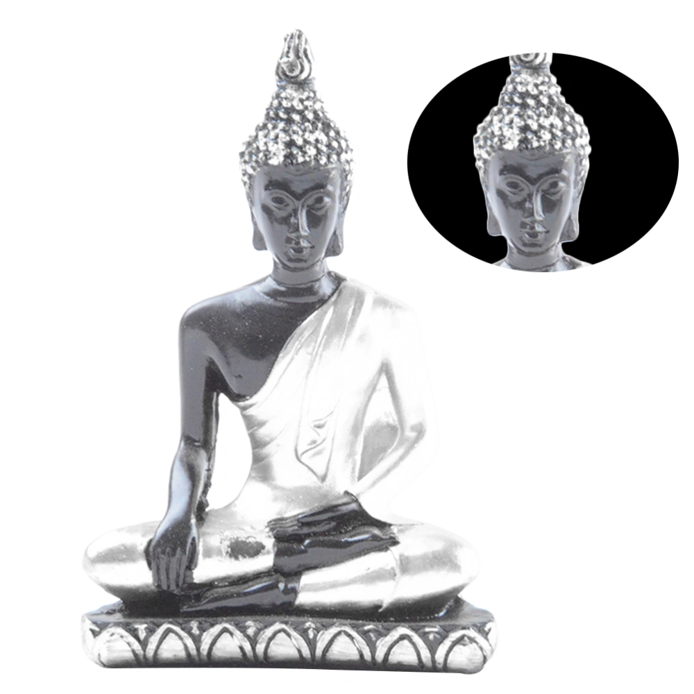 Southeast Asia Buddha Figure Creative Resin Buddhism Statues Adorable Desktop Adornment Zen Garden Sand Table Accessory (Silver)