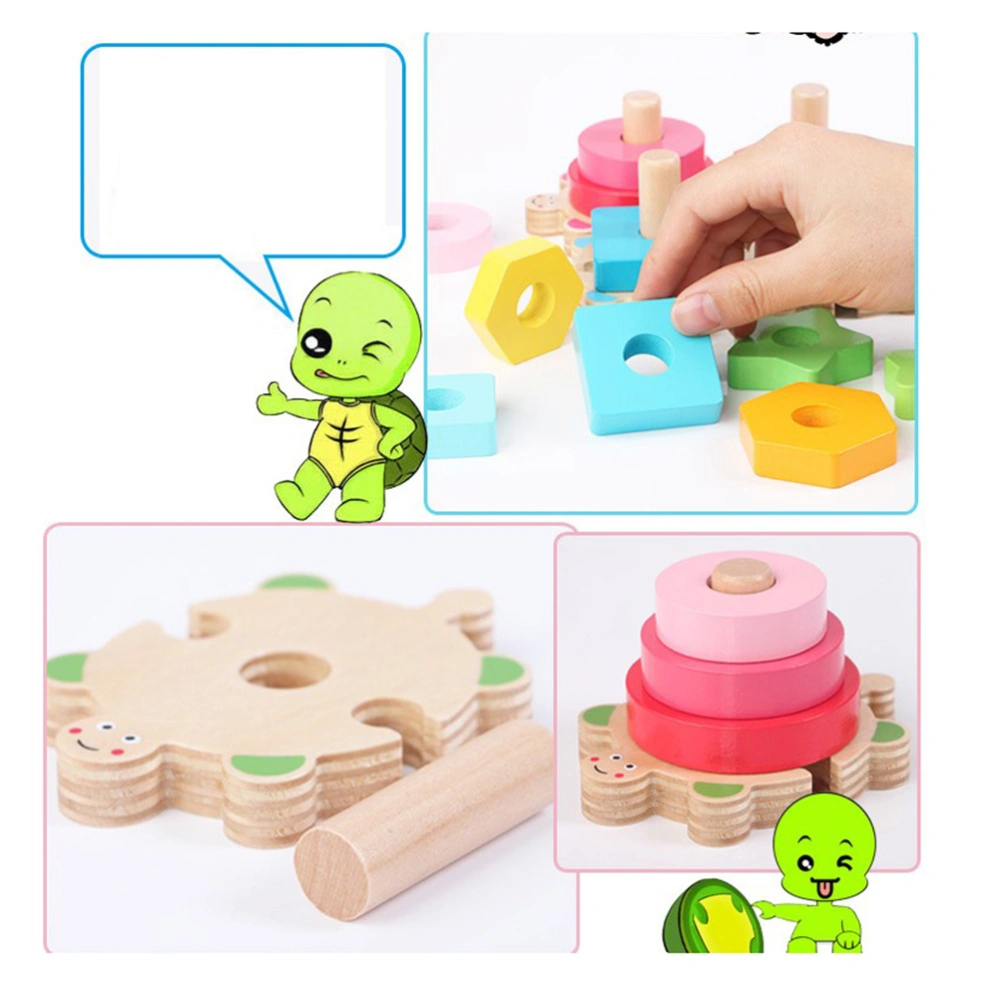 Four Column Wooden Construction Toys Building Blocks Geometric Board Puzzle Toys for Kids Children