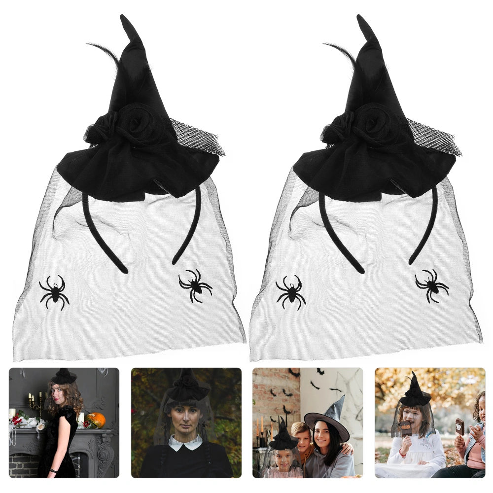 2Pcs Halloween Hairband Witch Cosplay Headdress Chic Costume Accessory Black