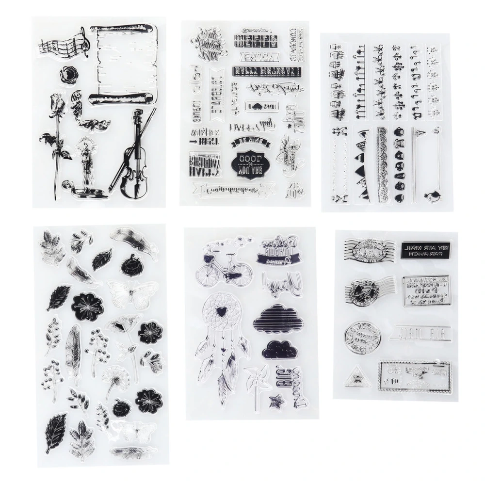 6Pc Clear Stamp Transparent Seal Stamps for DIY Scrapbooking Craft Photo Album Diary Decoration (1+12+10+3+2+8)