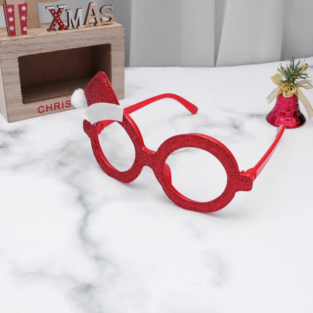 6PCS Christmas Hat Pattern Glasses Adorable Cartoon Funny Accessory Xmas Glasses for Festival Party (Red)