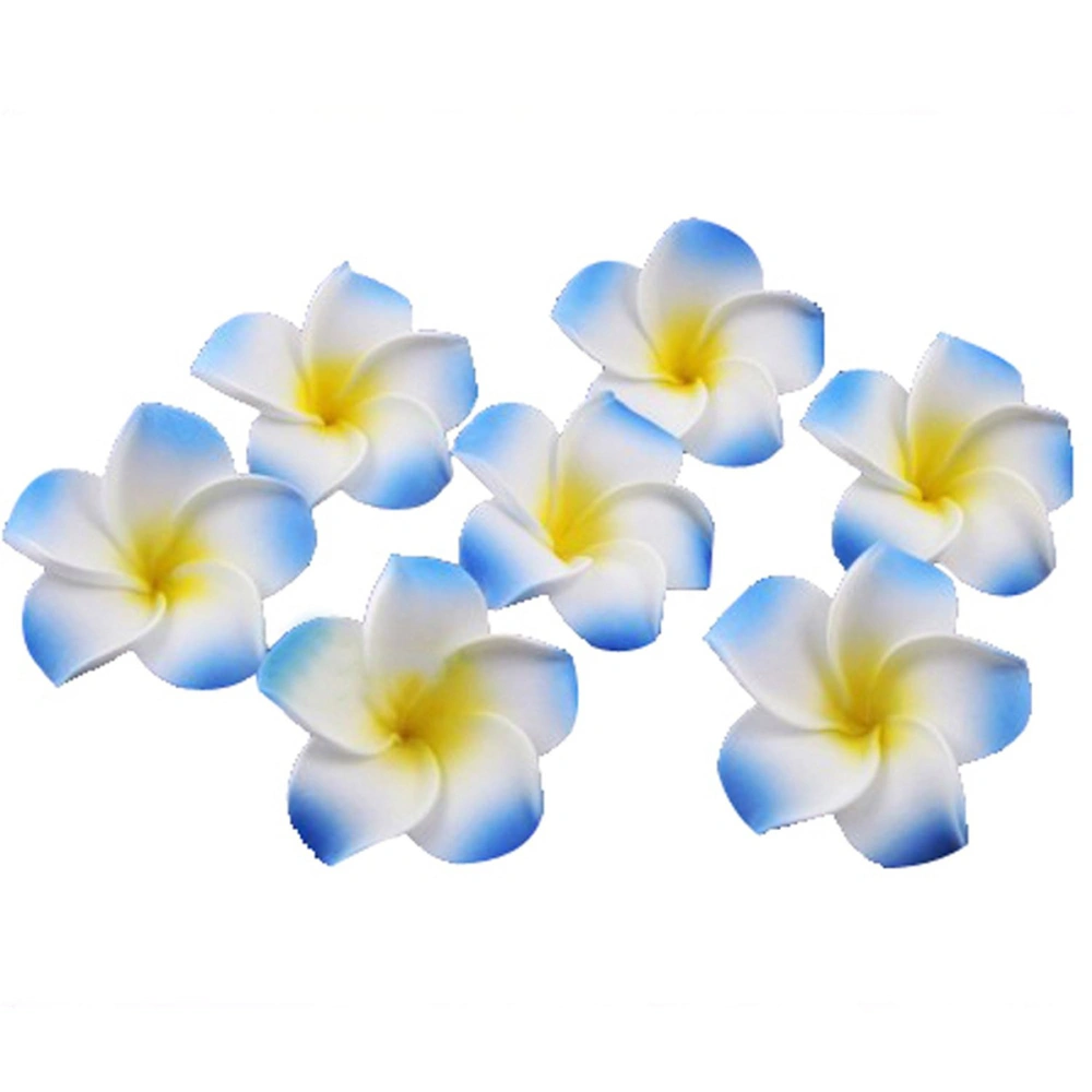 100pcs 6CM Plumeria Hawaiian Frangipani Flower For Wedding Party Decoration (Blue)