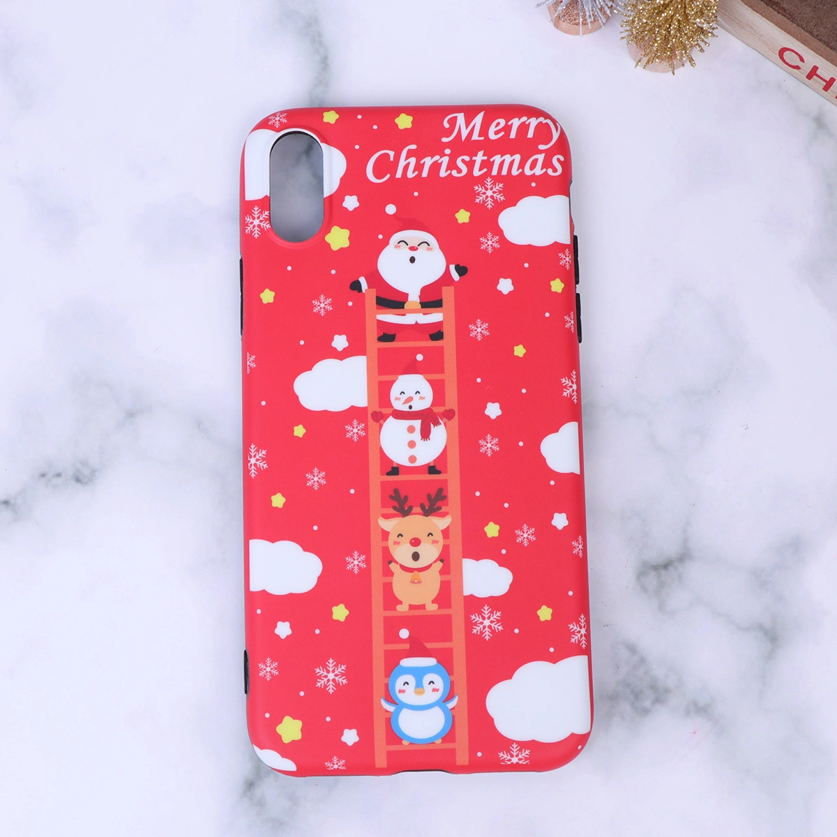 1PC Stylish Frosted Phone Case Mobile Phone Drop Protection Case Classic Christmas Themed Phone Case Compatible for iPhone x/xs