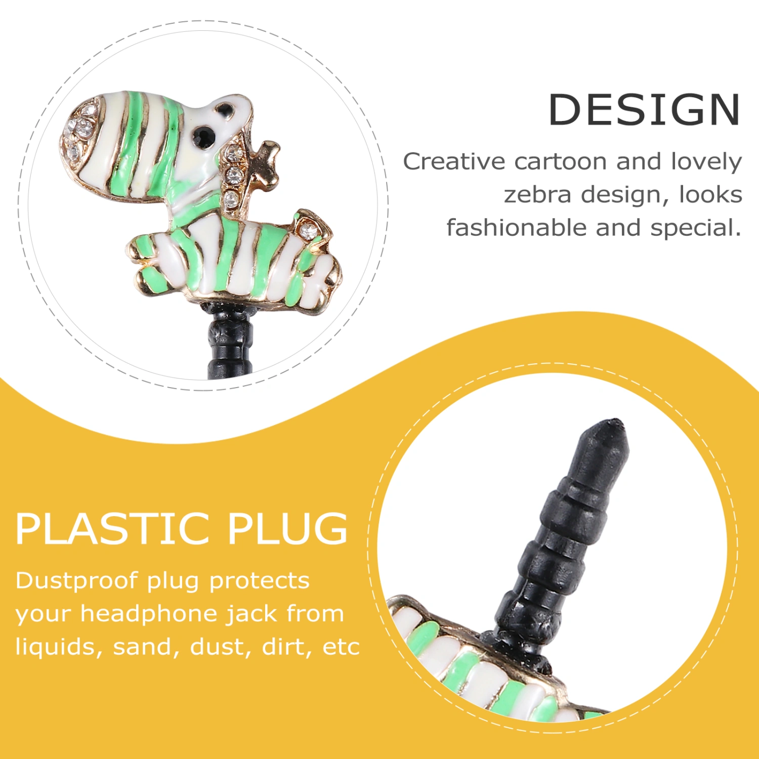 2pcs 3.5mm Cartoon Zebra Earphone Plugs Lovely Headphone Anti-dust Plugs