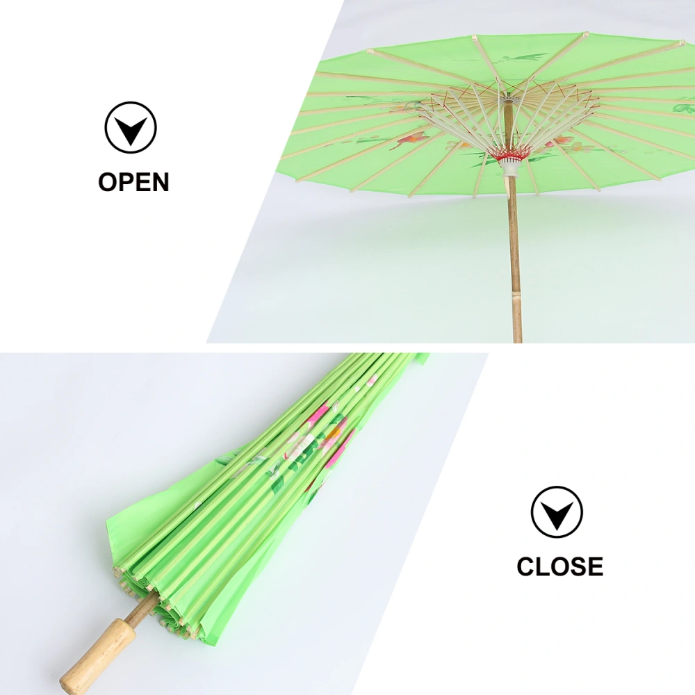 Silk Umbrella Decorative Oilpaper Umbrella for Dancing Decoration Performance Props Silk Umbrella Rain Party Supply(Green Reinforcement,Large,Diameter:82cm)