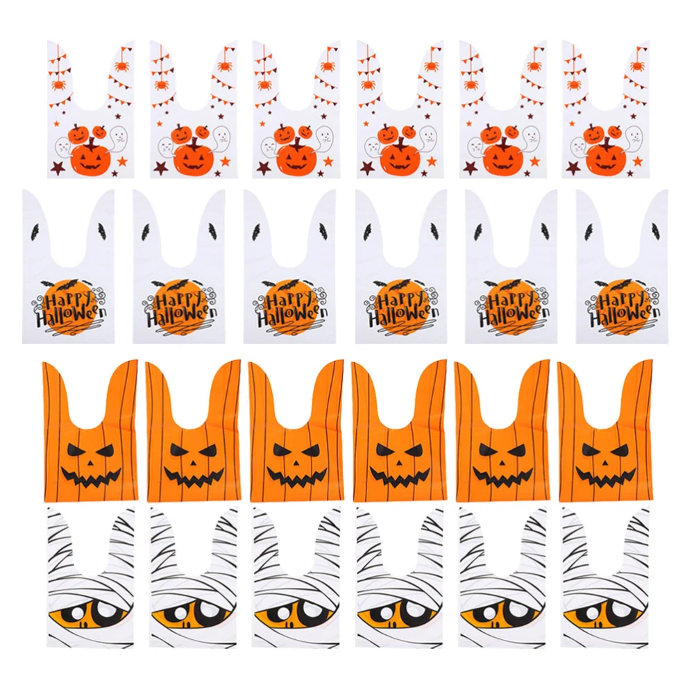 40pcs Rabbit-ear Candy Bags Creative Candy Pouches Halloween Gift Plastic Bags