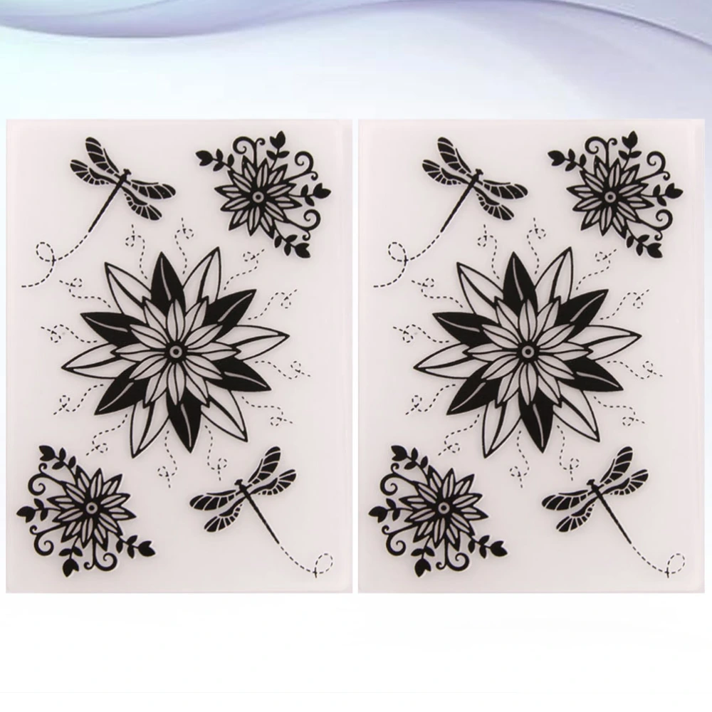 2pcs Flowers and Dragonflies Design Diy Stencils Plastic Template Bump Embossing Dies Art Craft Folder Paper Decor for Album Scrapbooking