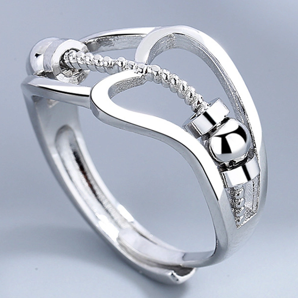 1pc Adjustable Fidget Rings Anxiety Relief Ring with Rotatable Beads Lady Ring