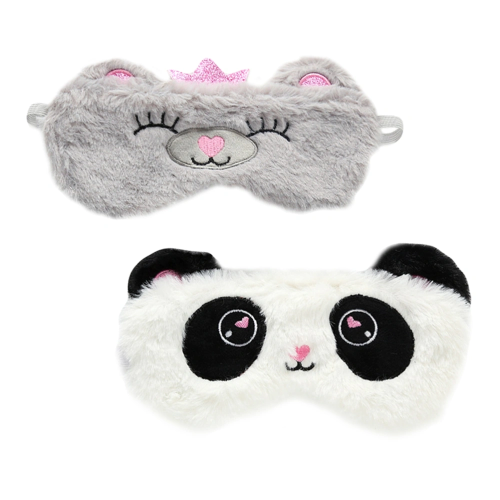 2Pcs Sleep Eye Masks Cartoon Eye-Shade Blindfold Panda Bear Eye Patches