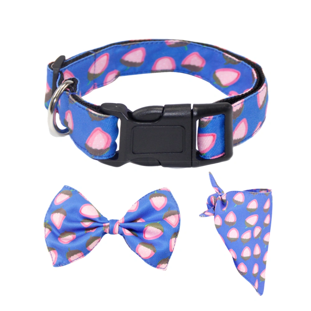 1 Set of 3pcs Pet Accessories Bowknot Collar Creative Dog Tie Lovely Collar Triangular Scarf Pet Supplies for Dog Pet (Size M, Blue)