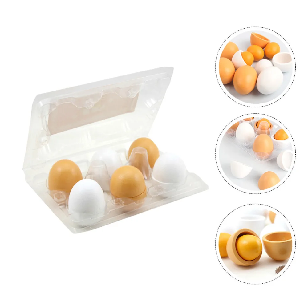 1 Box/6pcs Simulation Eggs Wooden Egg Toy DIY Egg Toys Egg Playthings for Child