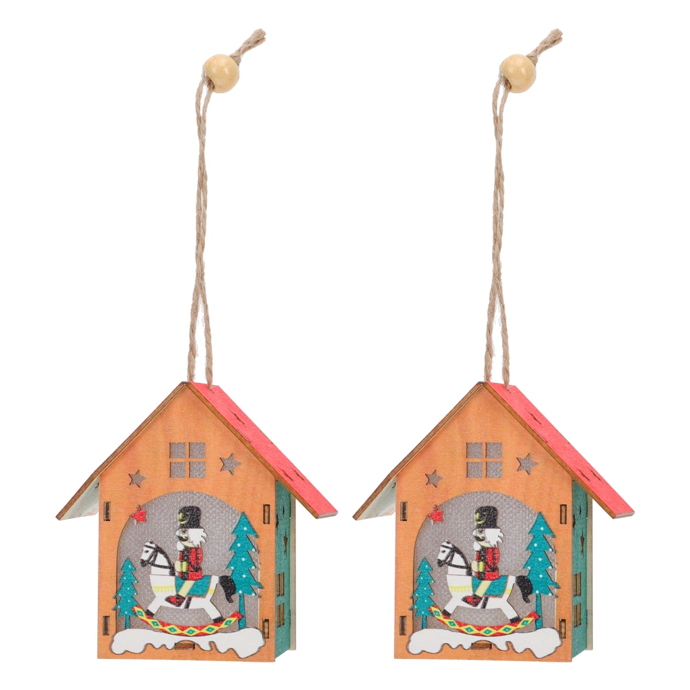 2Pcs Luminous House Decors Nutcracker Hanging Adornments Christmas Tree Pendants