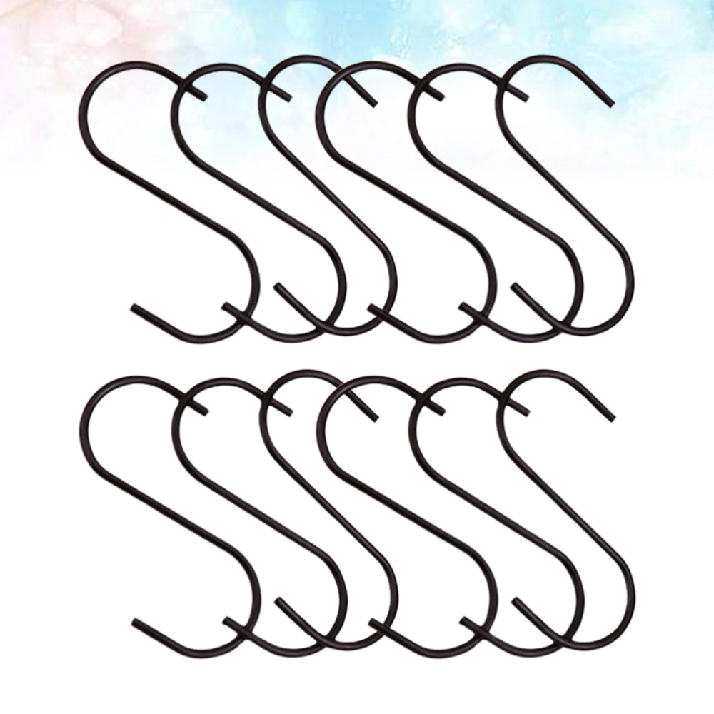 20Pcs Multifunctional Stainless Steel Hook Hanging Hooks S Shaped Hook Nail-free Black Hook for Supermarket Display Clothes Prop