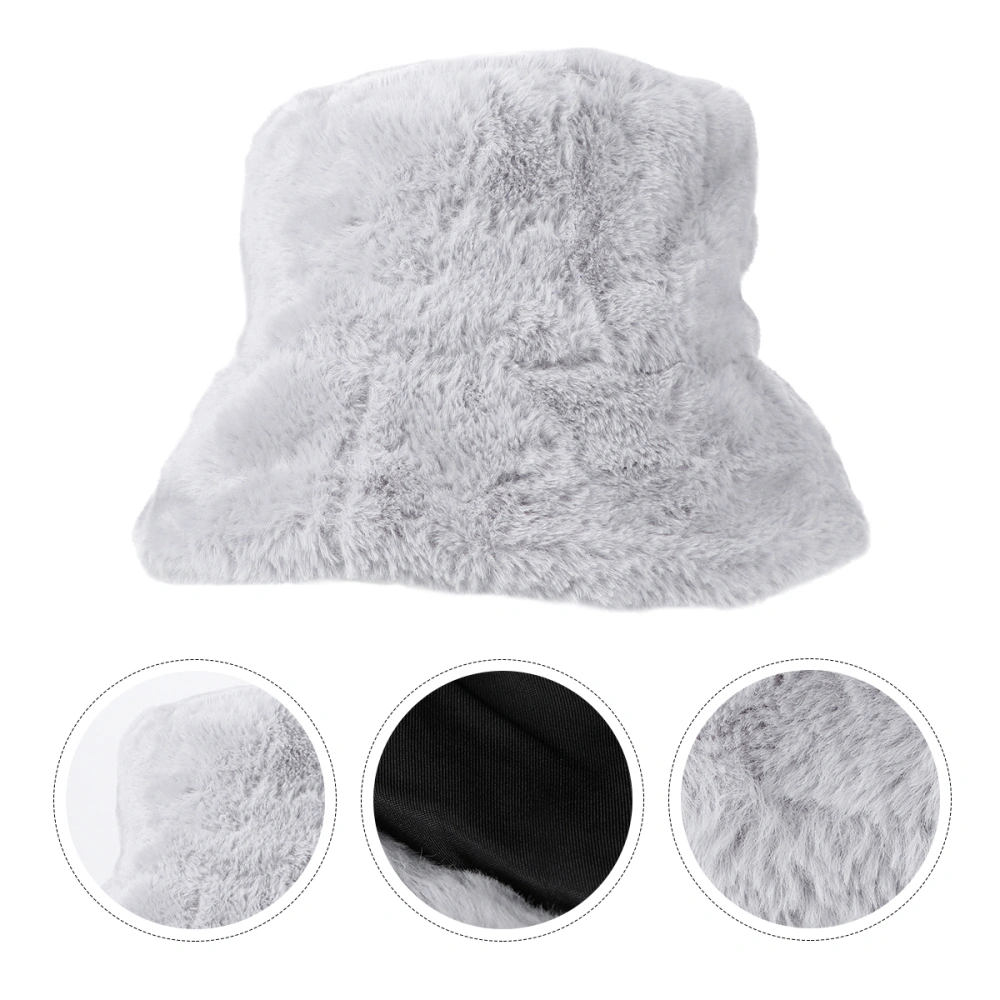 1Pc Lovely Simple Hat Plush Warm Fisherman Hat Casual Hat Accessories for Women