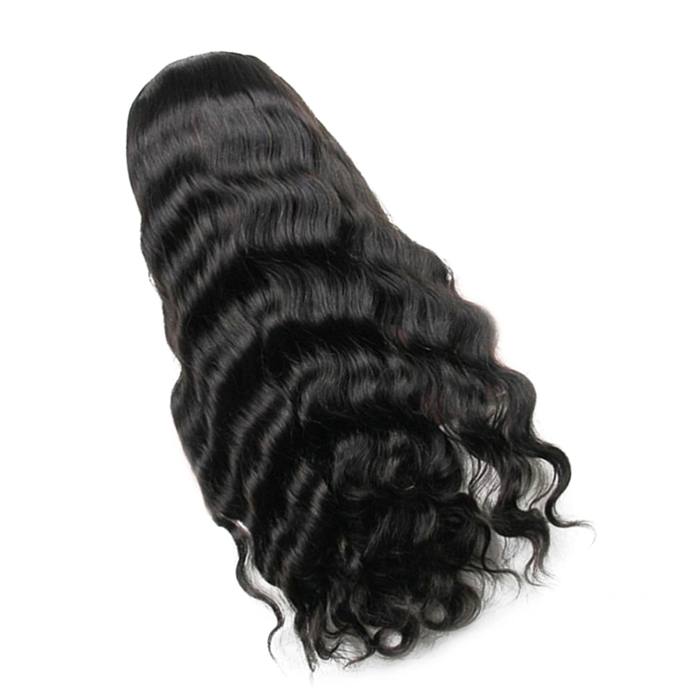 Fashion Centre Parting Long Curly Wig Realistic Fiber Fluffy Wig Cover Hairdressing Tools for Girls Women Black