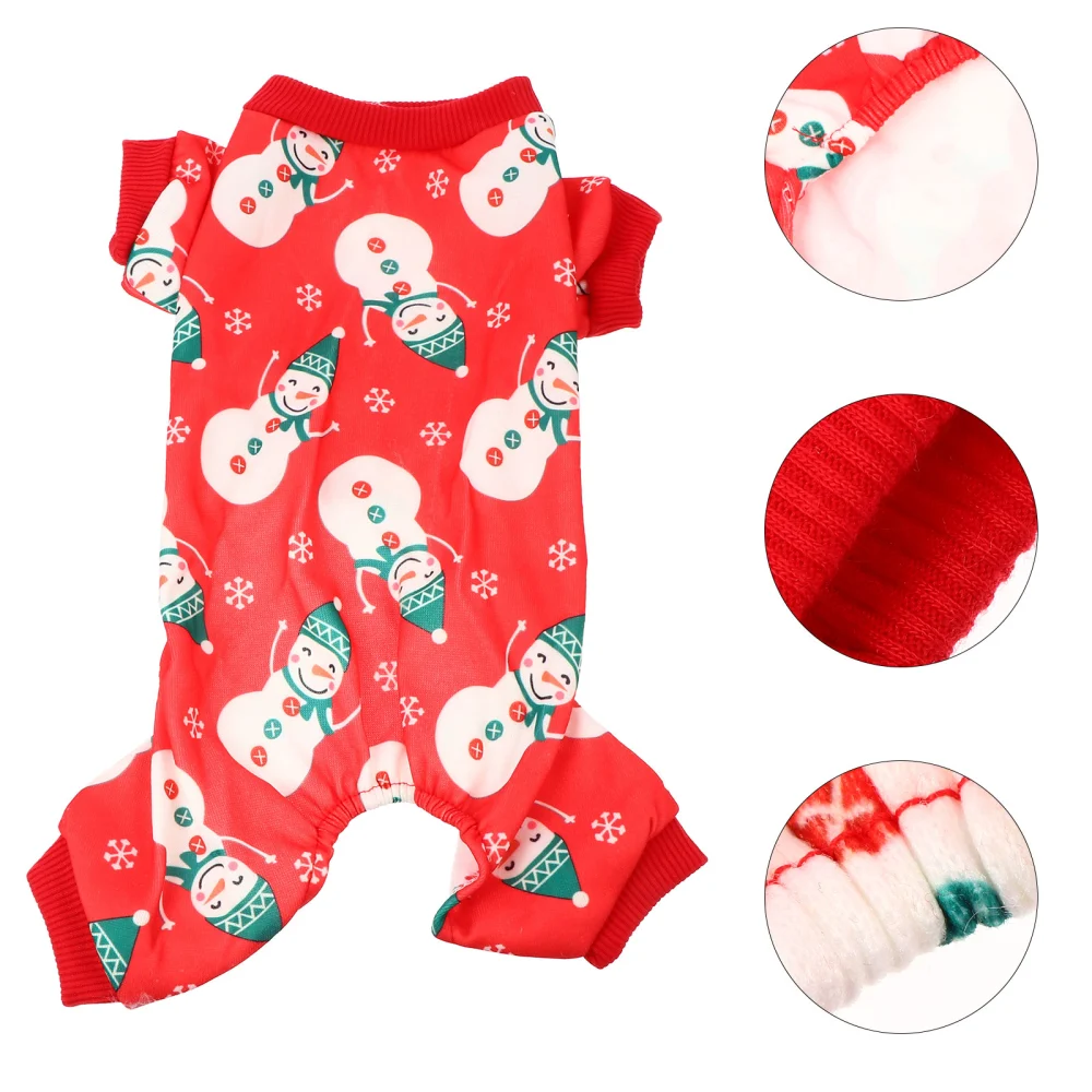 Winter Pet Dog Christmas Snowman Design Clothes Adorable  Pet Party Outfit