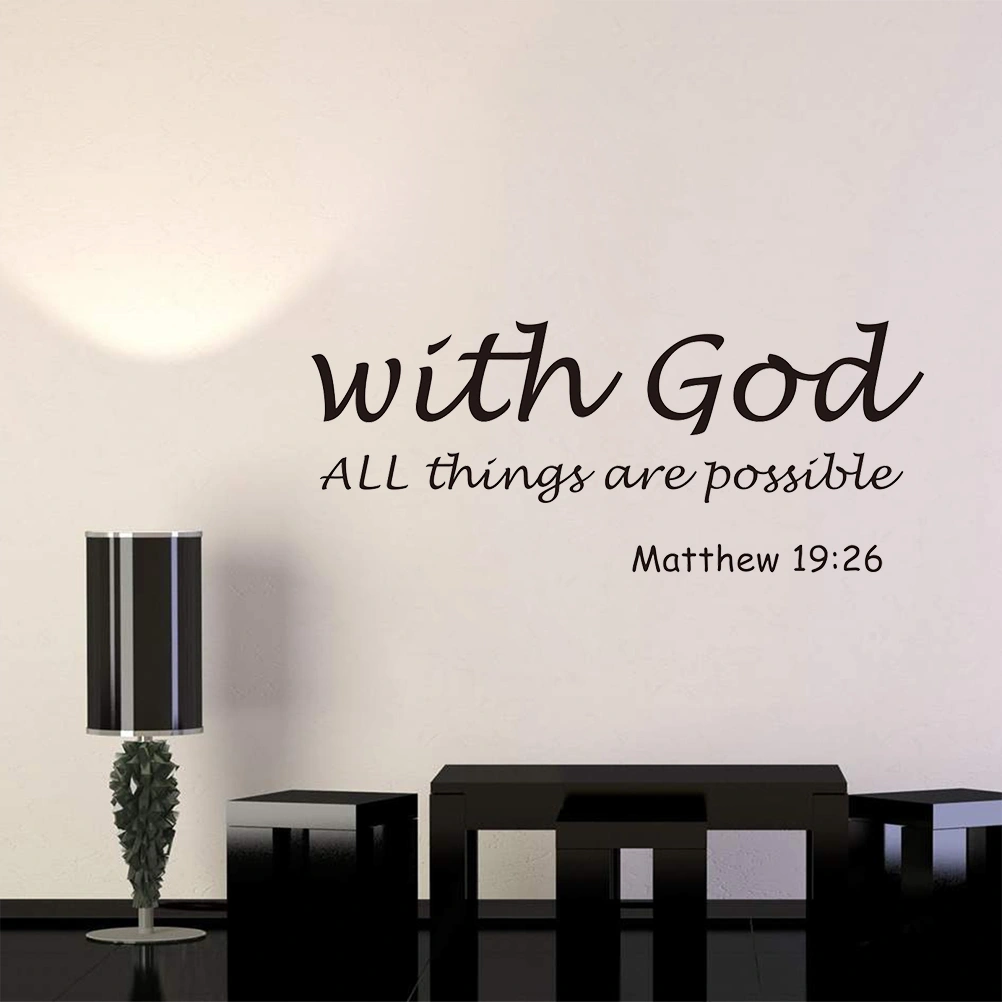With God All Things are Possible Vinyl Wall Decal Inspiring Christian Quote Religious Home Décor