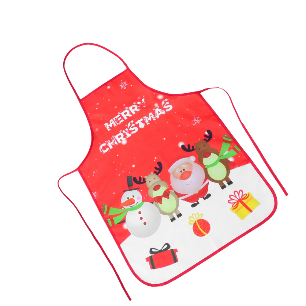 Adorable Christmas Printed Aprons Chef Kitchen Protective Apron Clothes for Home Resturant (Red)