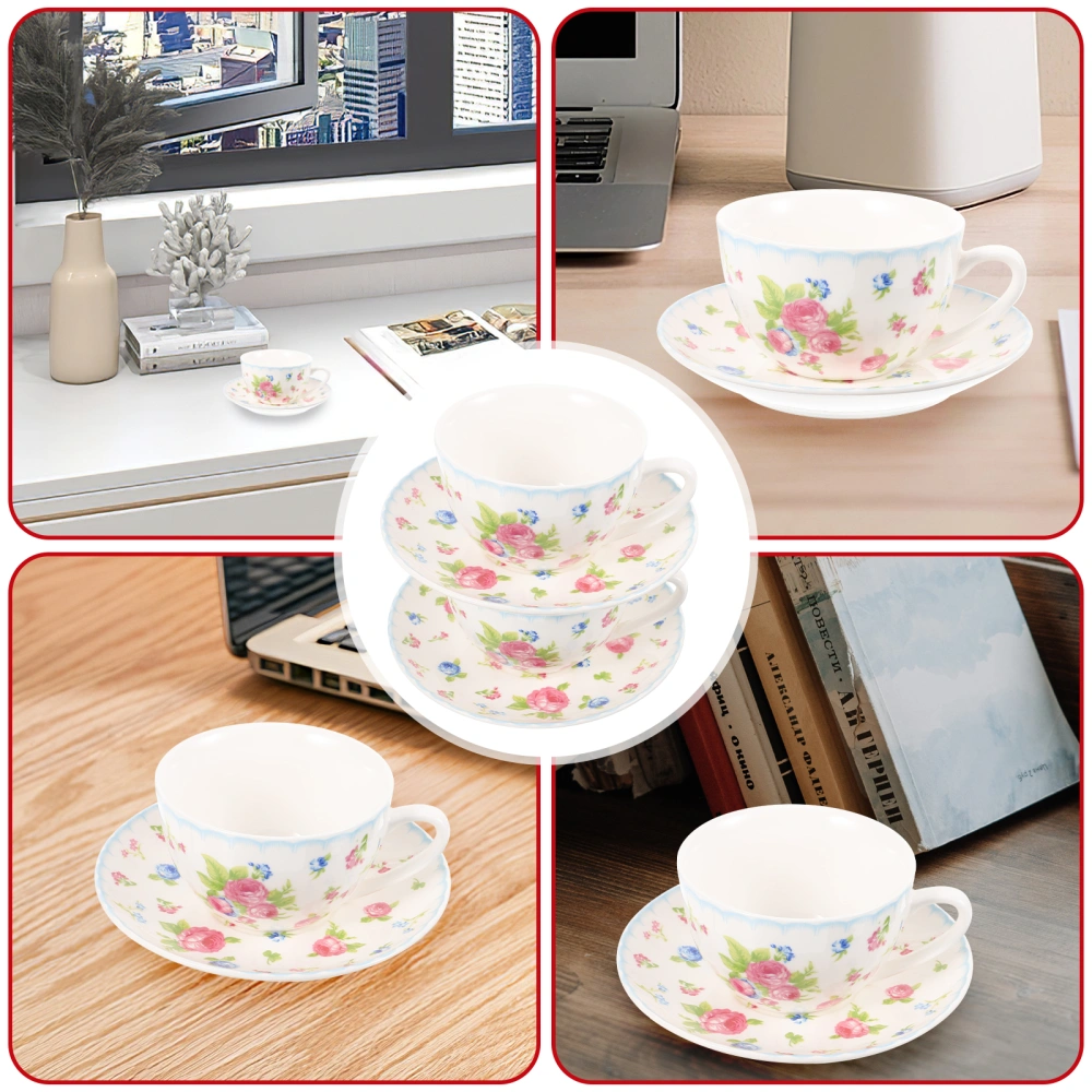 1 Set of Grace Coffee Cup Set Household Tea Cup Saucer Set Delicate Bone China Tea Cup