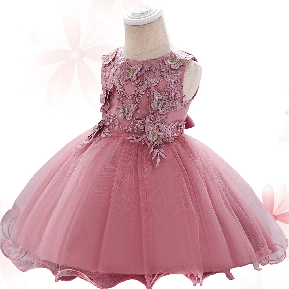 Baby Tutu Dress Embroidered Skirt Flower Girl Apparel for Children - 60cm (Pink)