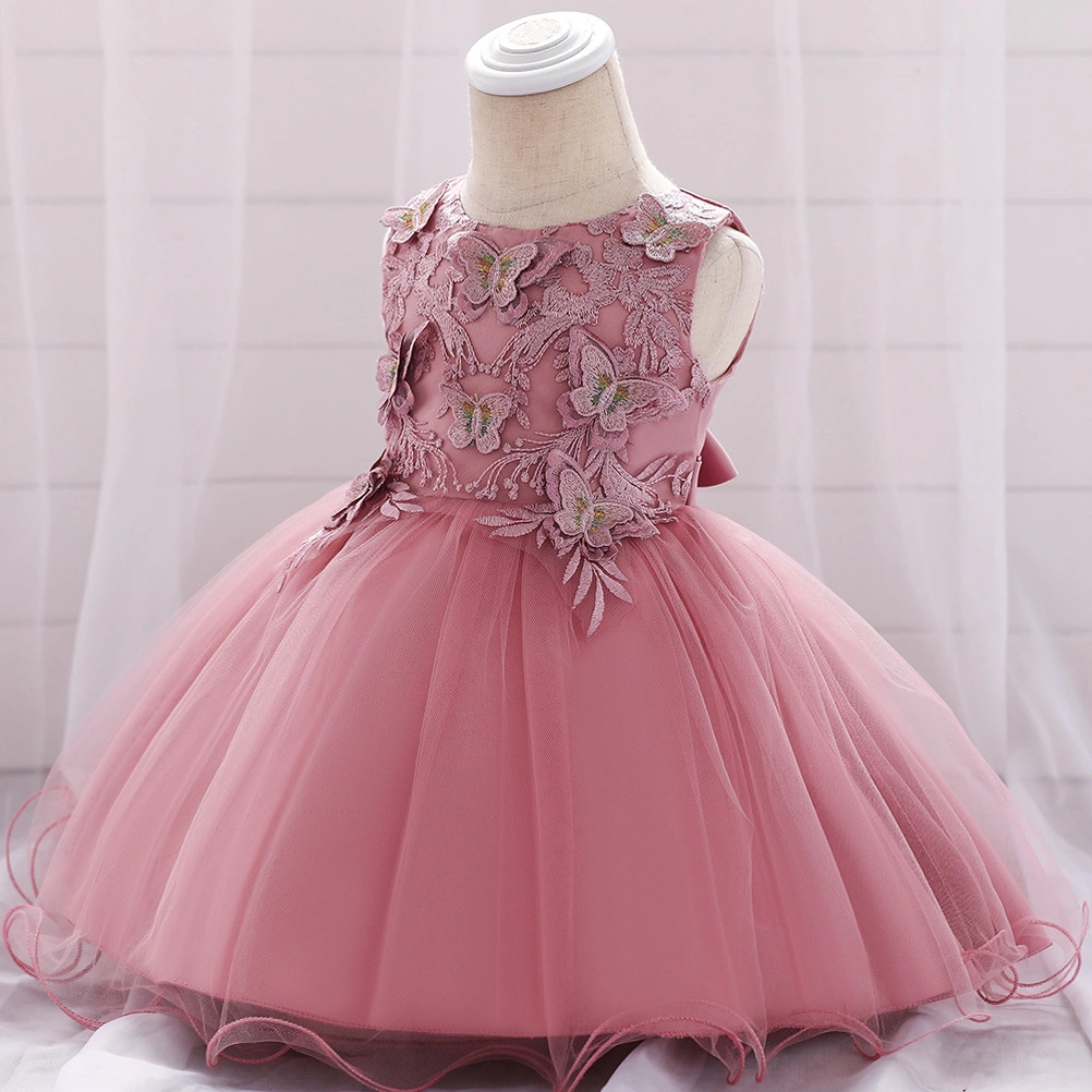 Baby Tutu Dress Embroidered Skirt Flower Girl Apparel for Children - 60cm (Pink)