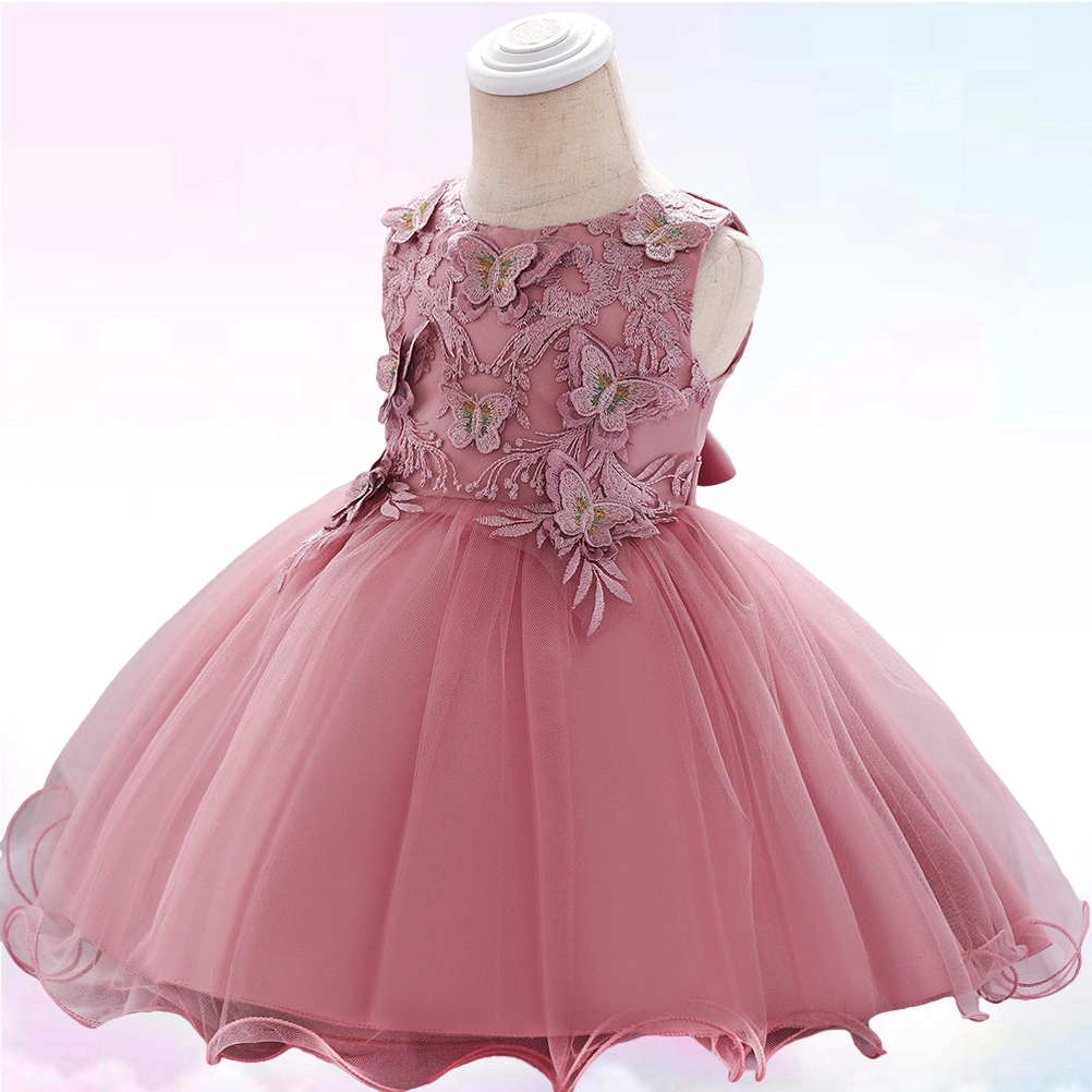 Baby Tutu Dress Embroidered Skirt Flower Girl Apparel for Children - 60cm (Pink)