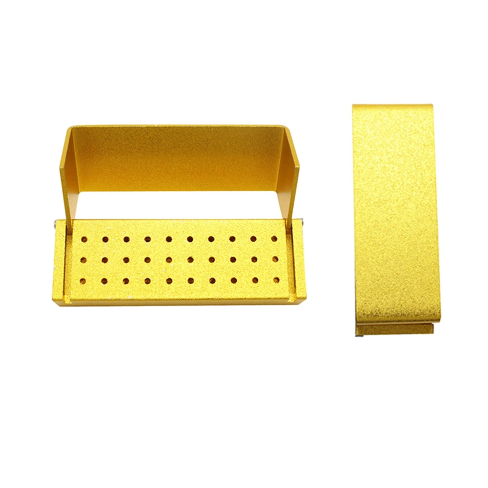 Aluminum Alloy Dental Car Needle Frame 30 Holes Dental Bur Holder for Professional Use (Yellow)