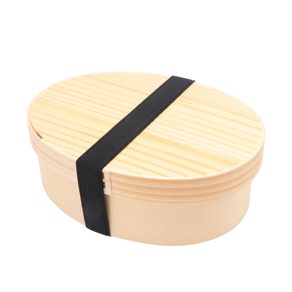 Wooden Lunch Box Japanese Style Bento Container Food Carrier for School Office (Single-layer, White)