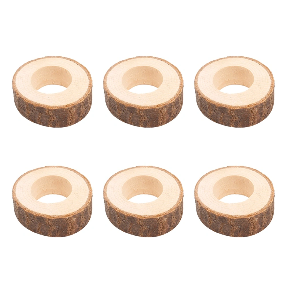 6pcs Creative Wooden Napkin Rings Decorative Napkin Holders Serviette Buckles for Wedding Banquet Dinner Party