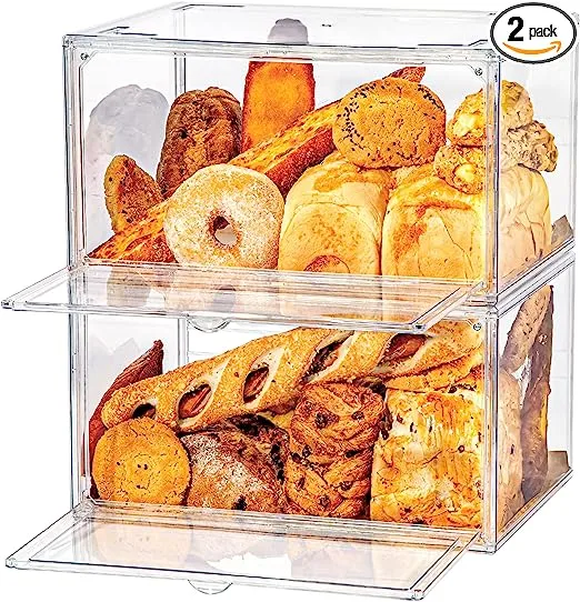 Large Bread Box Kitchen Countertop Bread Rack Bread Cake Storage Box Clear Bread Container