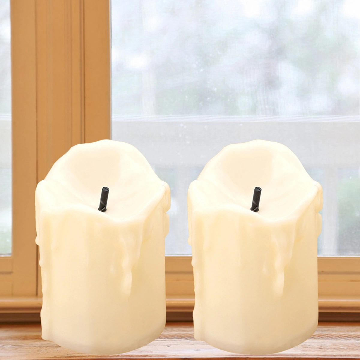 5pcs Black Wick LED Simulation Candles Electronic Flameless Tealight Romantic Decor for Bar Home Cafe (Beige Shell) (Yellow Light)