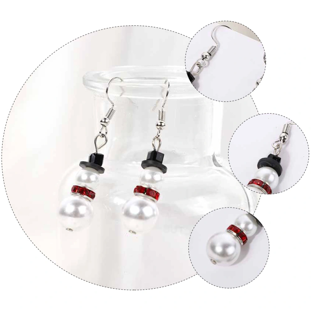 1 Pair Snowman Shape Earrings Christmas Style Ear Ring Cartoon Ear Pendant