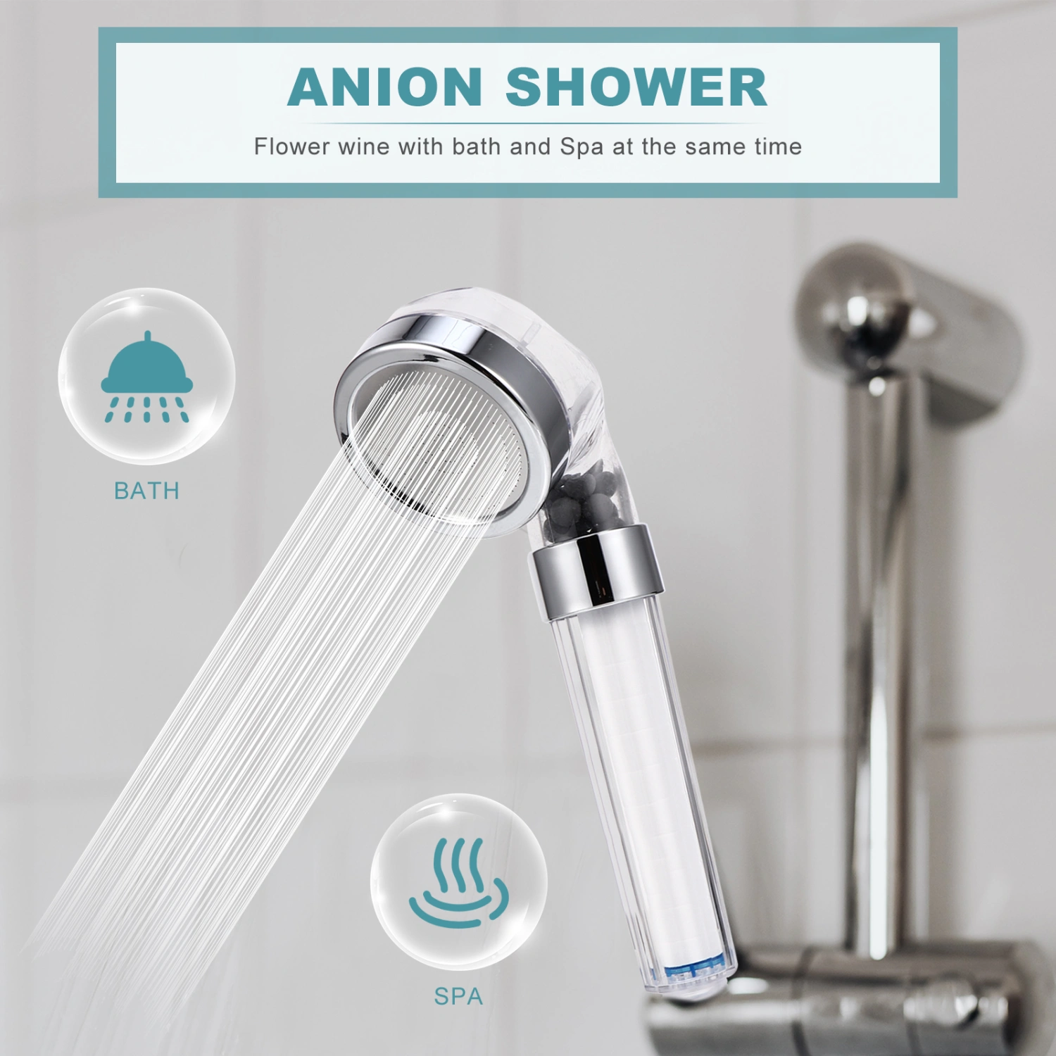 6cm Filtered Showerhead 3 Settings High Pressure Water Saving Shower Nozzle