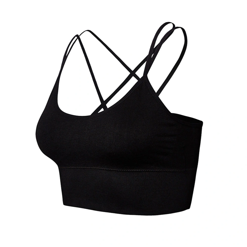 Women Bra Fitness Yoga Underwear Cross Beauty Back Bra Running Women Brassiere (Black Size XL)