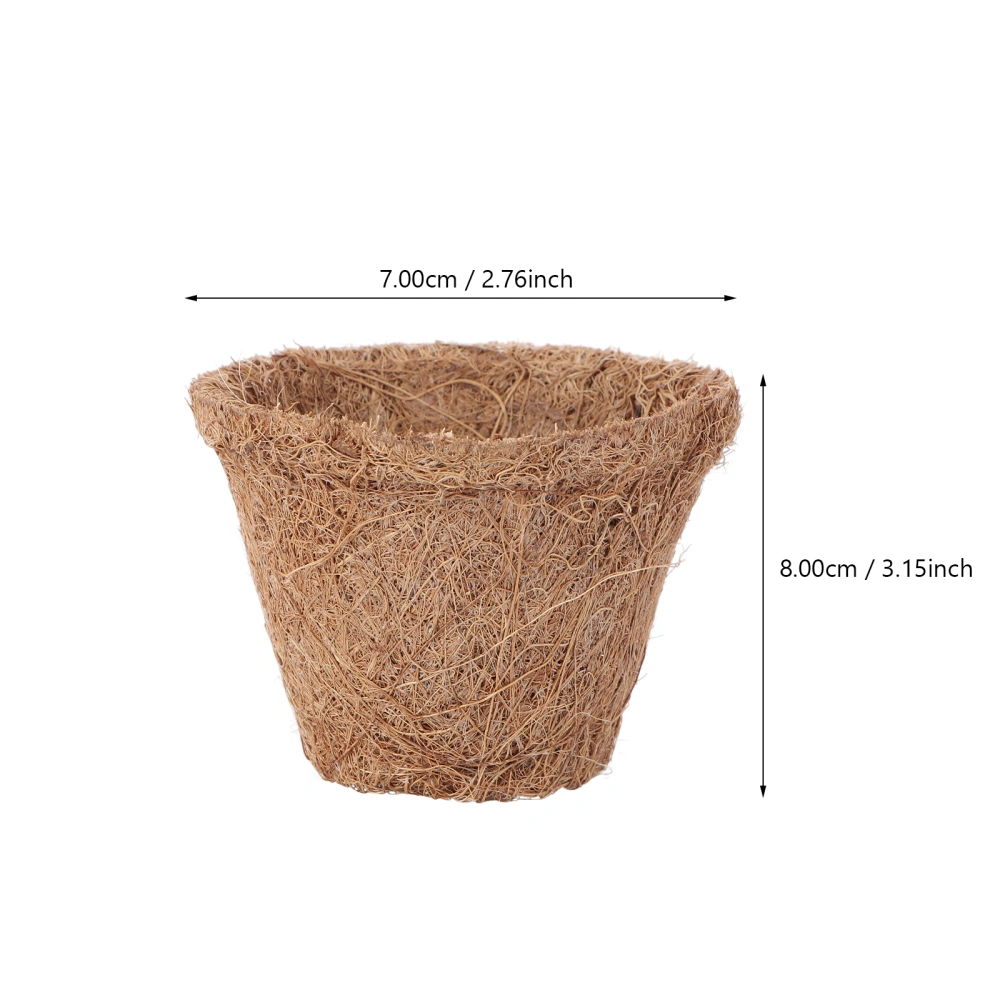 10Pcs Coconut Fiber Planter Decorative Flowerpot Plant Nursery Container (Khaki)