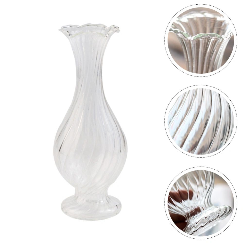 1Pc Transparent Glass Vase Elegant Simple Vase Adornment Random Pattern