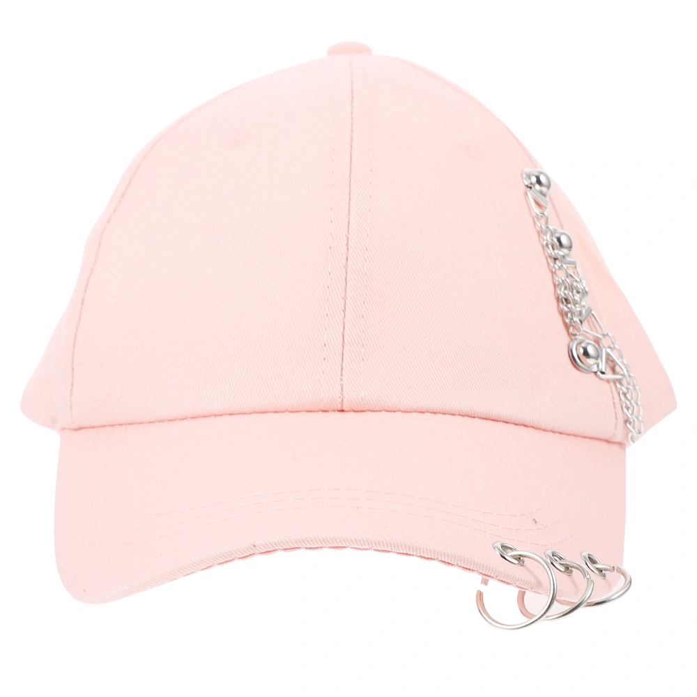 1pc Summer Baseball Chain Design Peaked Adjustable Adults Sun Hat (Pink,55-59cm)