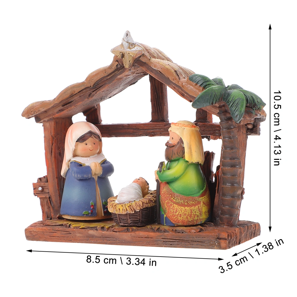 1 Set Christmas Nativity Desktop Ornament Resin Craft Decoration (Colorful)