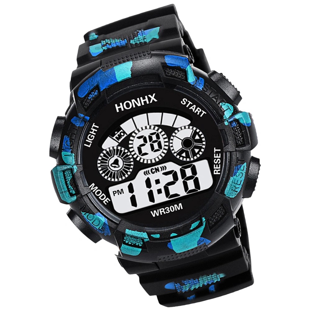 Watches Student Children Watch Electronic Digital Display Sports Male Clock Waterproof Alarm Wristwatch (Black)