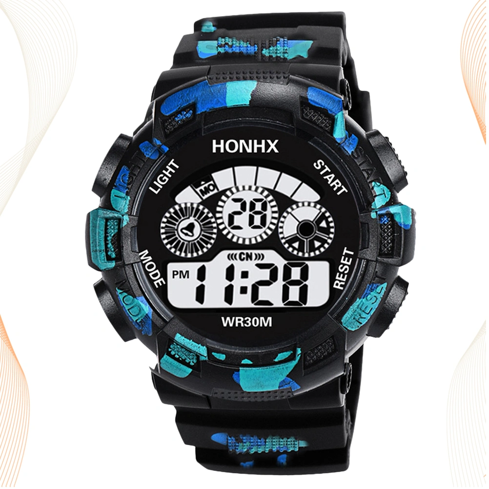 Watches Student Children Watch Electronic Digital Display Sports Male Clock Waterproof Alarm Wristwatch (Black)
