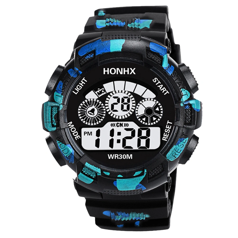 Watches Student Children Watch Electronic Digital Display Sports Male Clock Waterproof Alarm Wristwatch (Black)