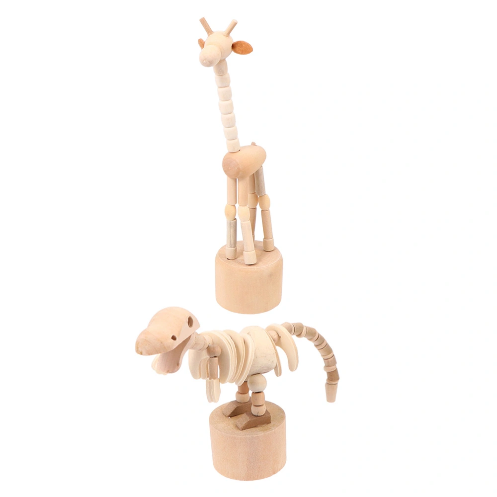 2Pcs Children Creative DIY Wooden Crafts Giraffe Shaped Desktop Ornaments