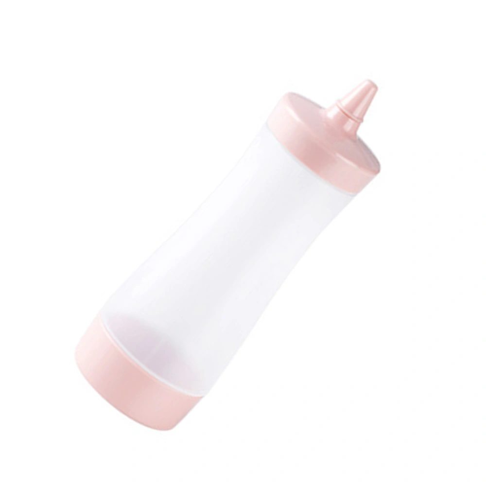 1Pc Plastic Squeeze Bottle Reusable Condiment Dispenser Salad Sauce Jam Ketchup Squeezing Container for Luncheon Kitchen Picnics (Pink)