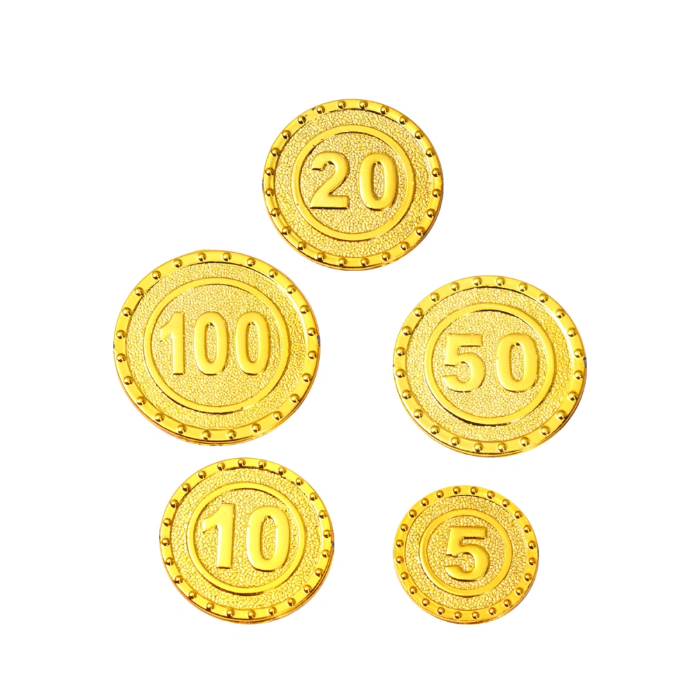 100pcs Golden Pirates Coins Plastic Treasure Coins Play Round Money Toy Game Props Playset Goodie Bag Fillers Party Favor for Kids(Golden)