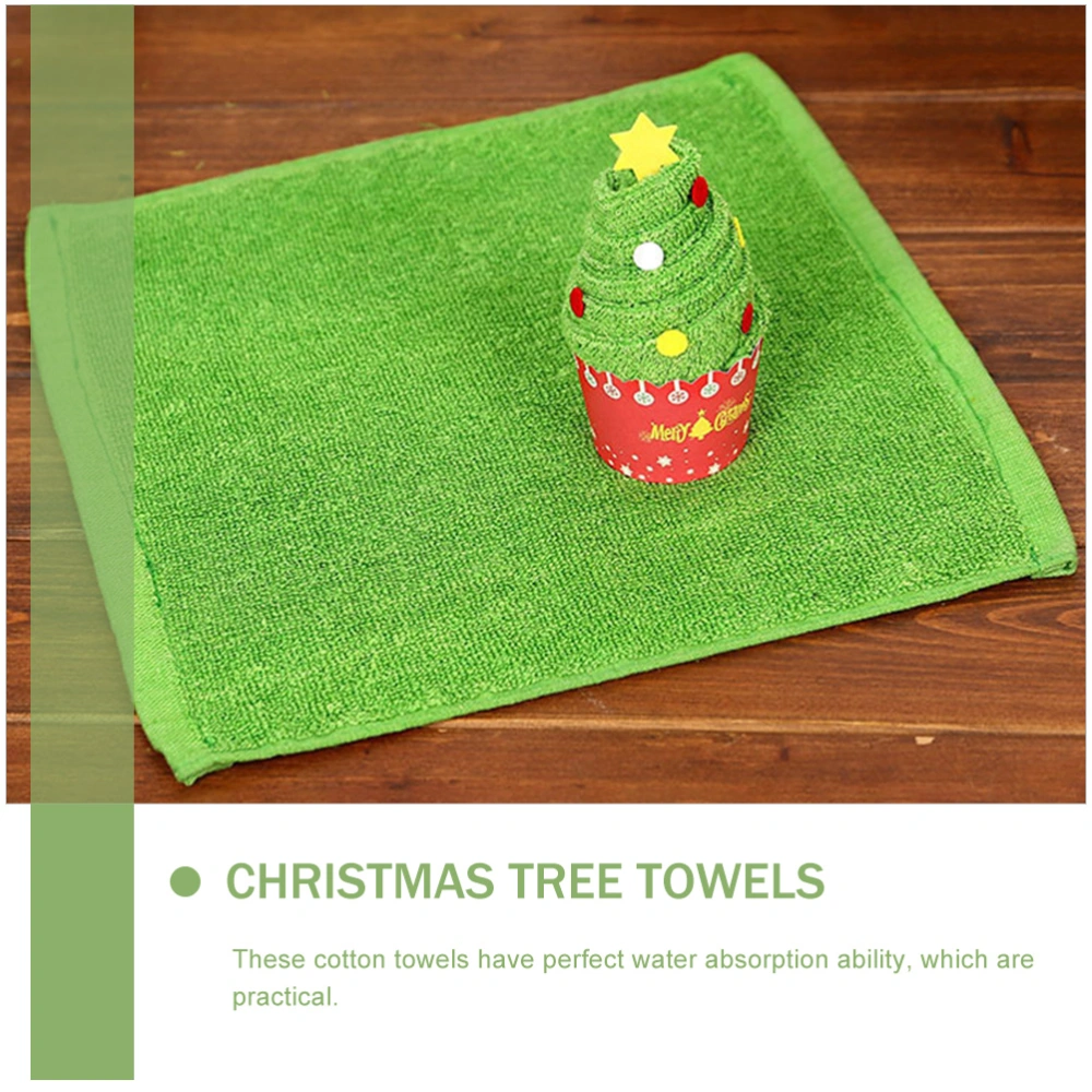 2pcs Christmas Towels Cozy Cotton Towels Christmas Tree Washcloth Towels Bathroom Supplies