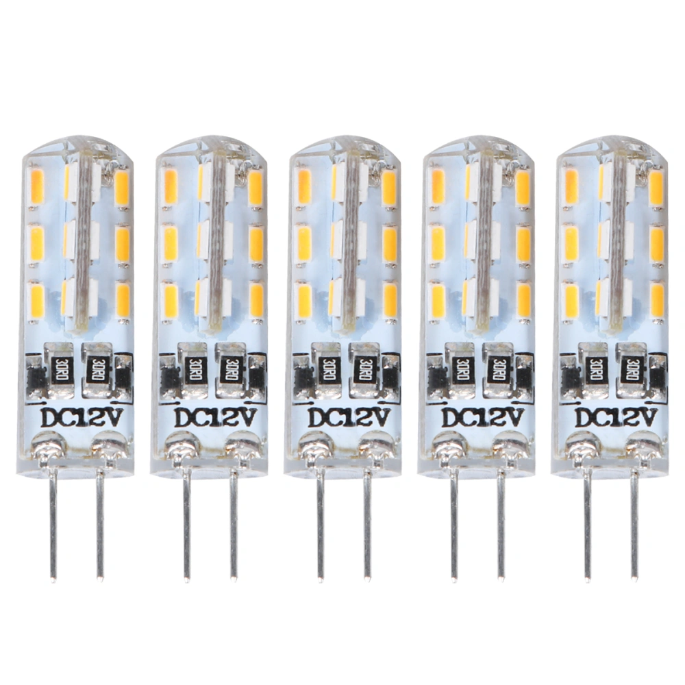 LEORX 5pcs Energy-saving G4 DC 12V 2 Watt 24 3014 SMD 2600-2900K LED Lamps Lights (Warm White)